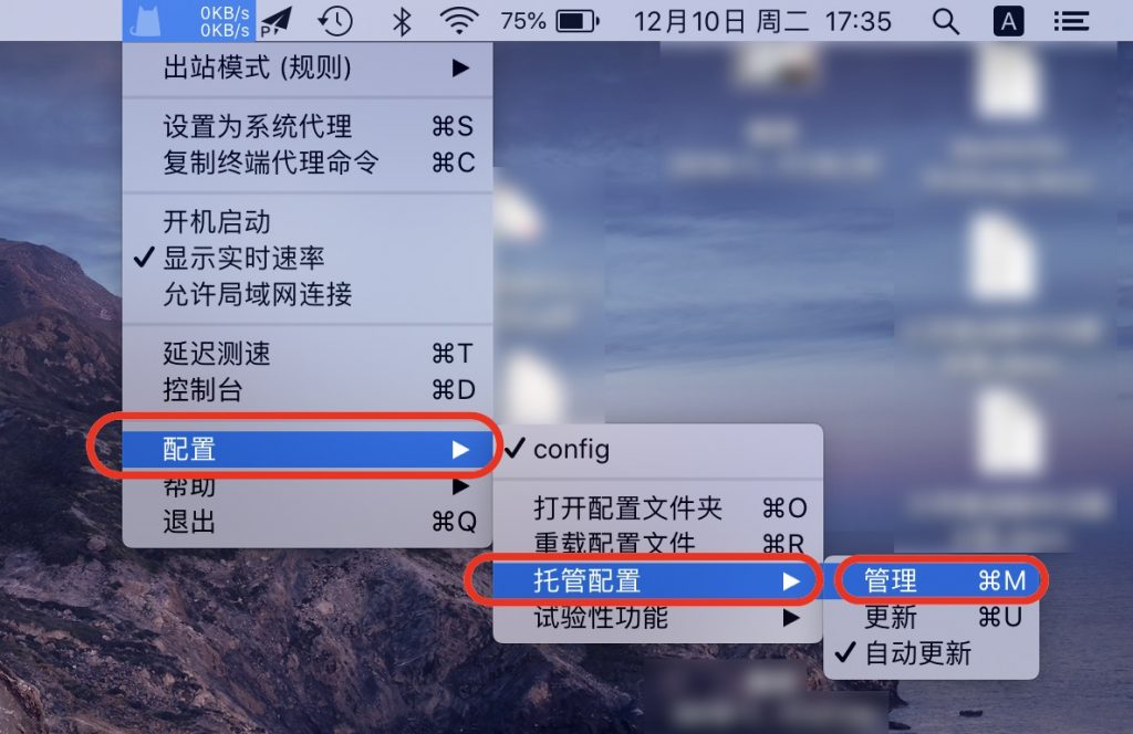 在 ClashX Pro 管理受管理設定檔