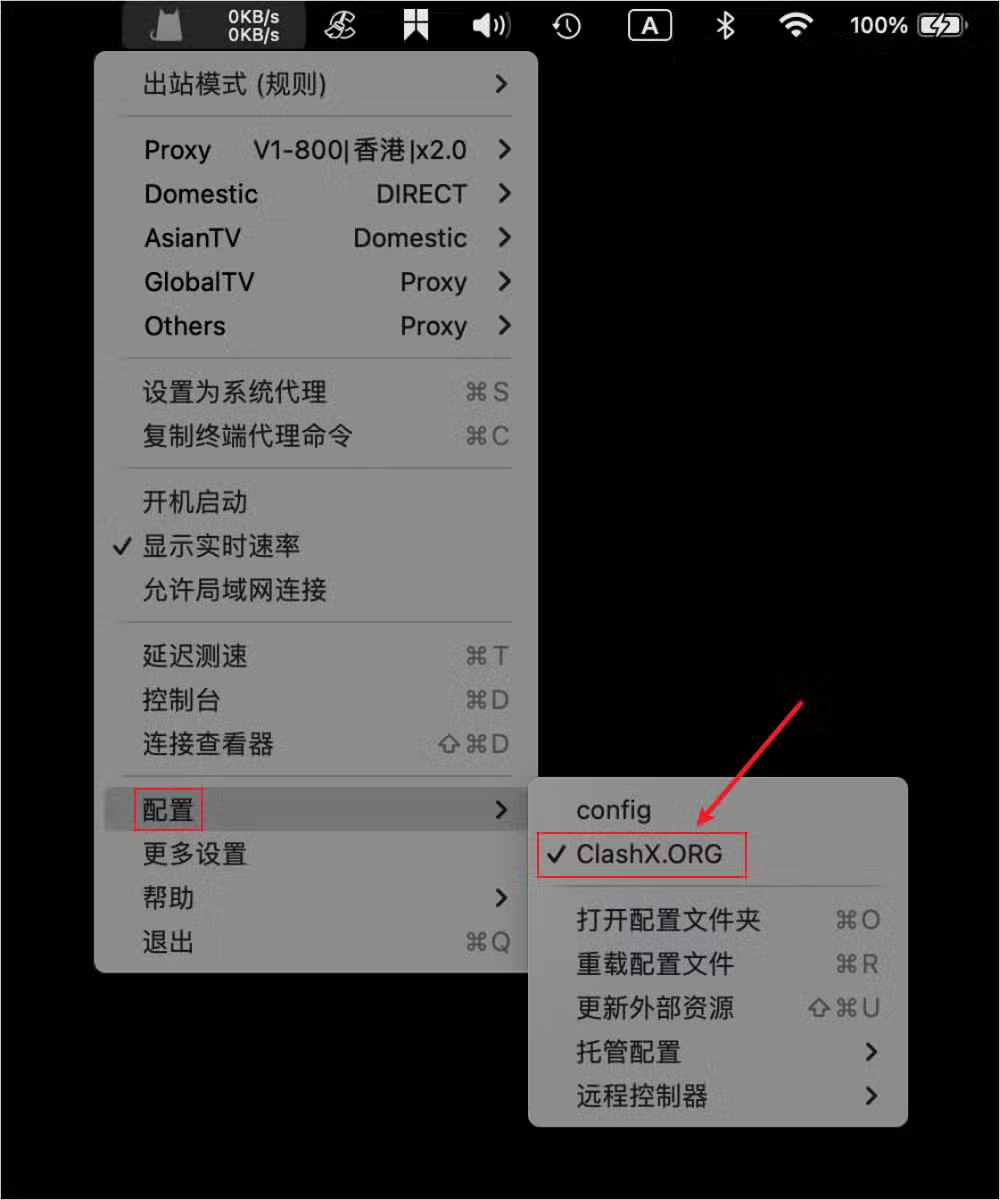 ClashX Pro 受管理設定檔清單