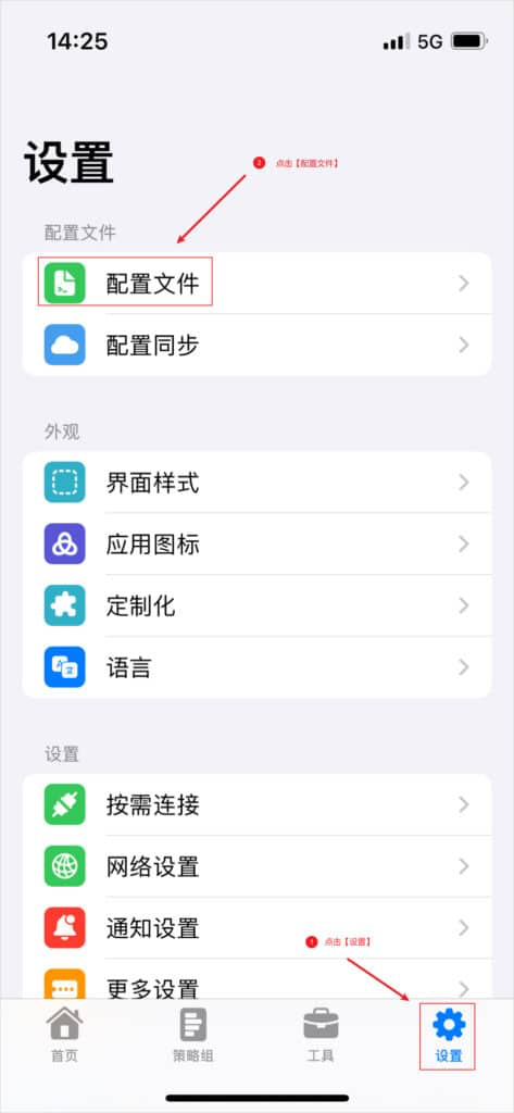 Settings page in Stash